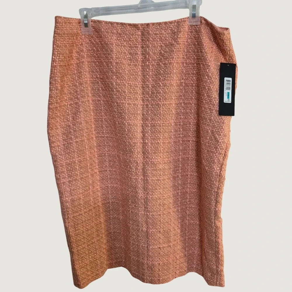 Donna Karan Suit Womens 16 Pink Tweed Jacket Pencil Skirt Professional NWT Retro